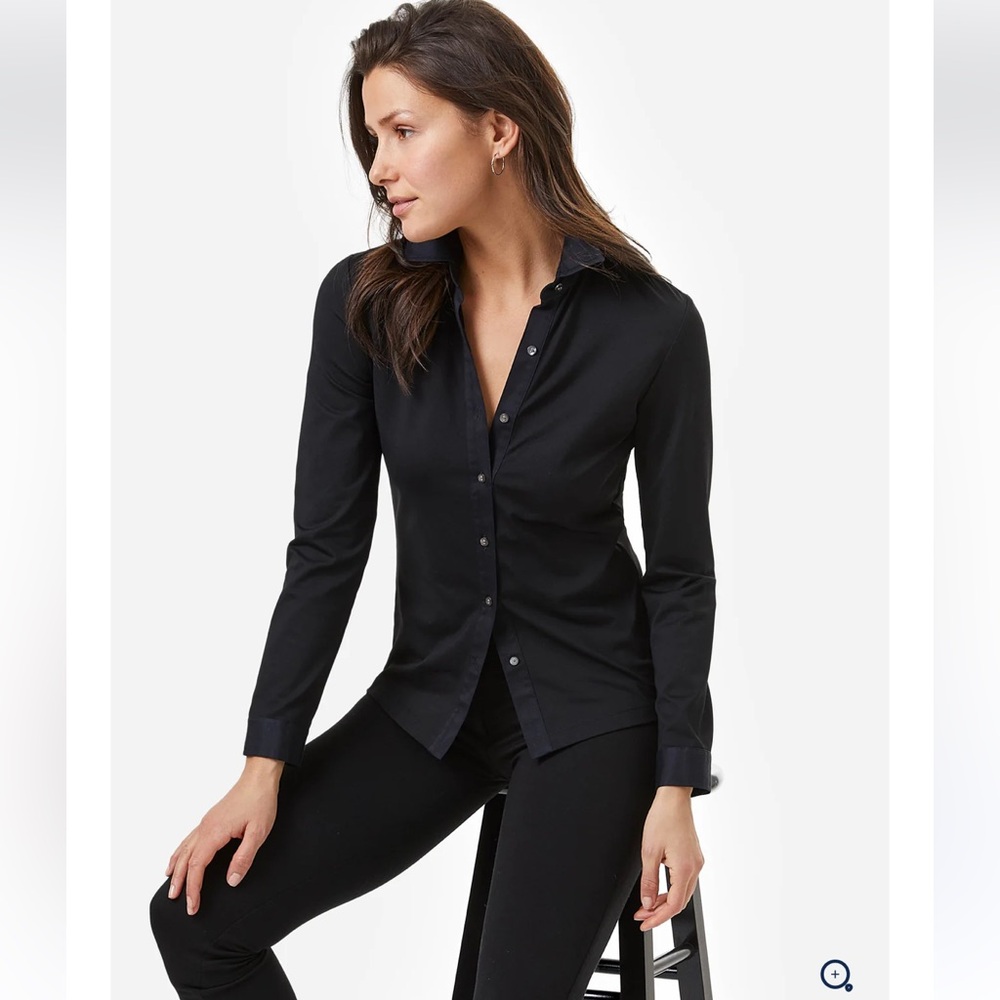 J. McLaughlin Black Button-Down Shirt